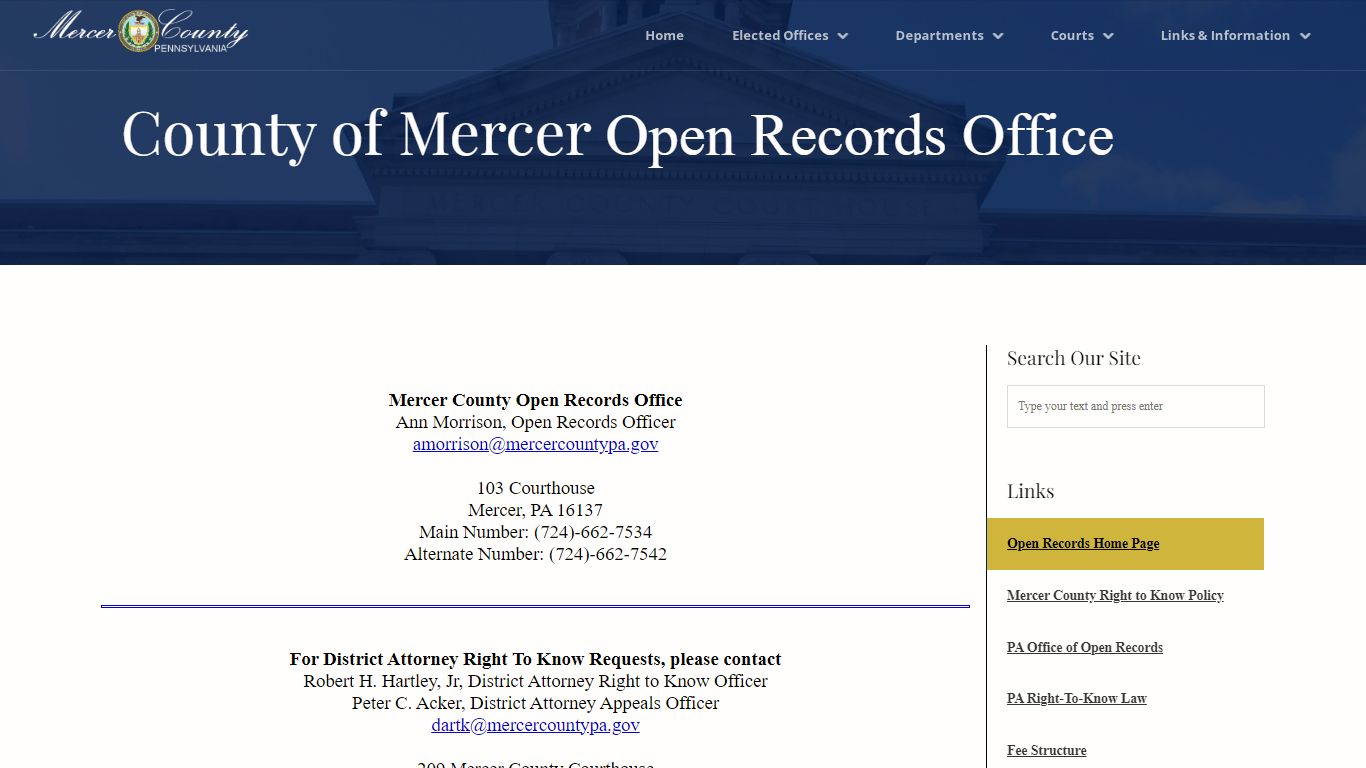 Mercer County Open Records Office
