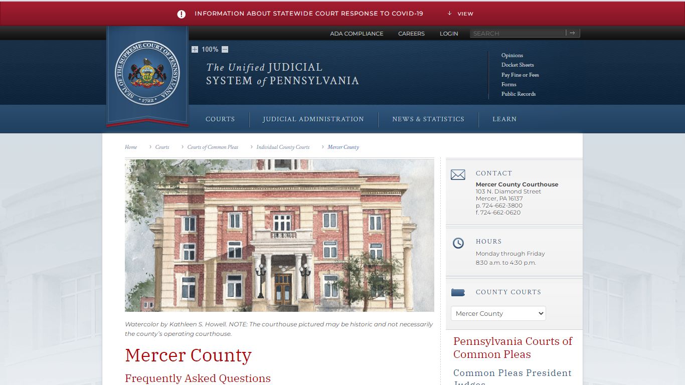 Mercer County | Individual County Courts - Judiciary of Pennsylvania
